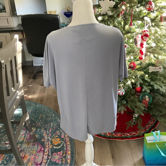 Green Envelope Soft Gray Drape Blouse - Picture 3 of 5